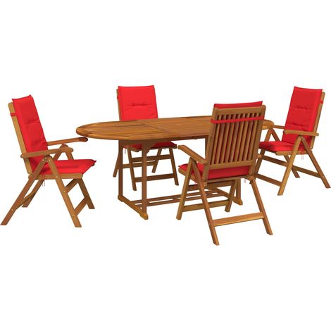 5-teiliges Garten-Esszimmer-Set Natur Massivholz Akazie vidaXL (1/5)