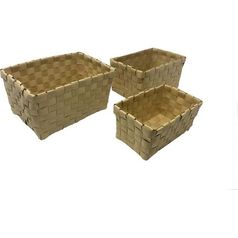 Set 3 contenitori Organizer da Bagno cestini portaoggetti Make up per Asciugamani spazzole Cosmetici Beige