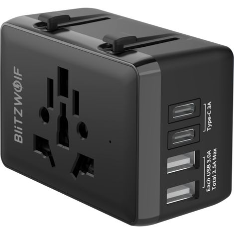 Universeller internationaler Reiseadapter mit 2 USB, 1 Typ C und 1 PD20W, USA, Großbritannien, EU, Australien, Kanada, multifunktionaler Universalsteckeradapter