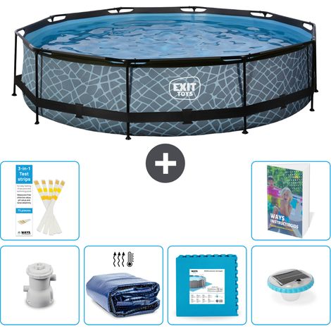 Exit Pool Rund - Steinoptik - 360x76 cm - 7-teilig S326