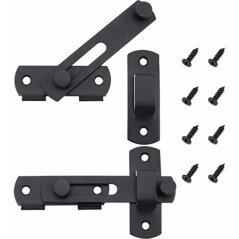 Lot de 2 verrous coulissants en acier inoxydable, verrou à bascule, verrou de portail, noir mat pour portes, fenêtres et jardins - avec vis de fixation de 100 mm, couleur Sunny