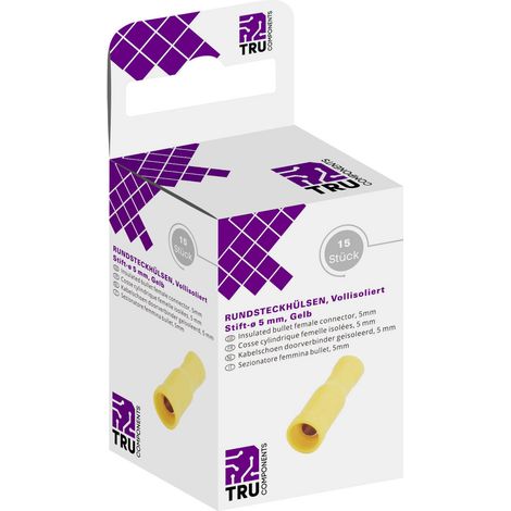 TRU COMPONENTS T1904C120 Rundsteckhülse 4 mm² 6 mm² Vollisoliert Gelb 15 St. (1/2)