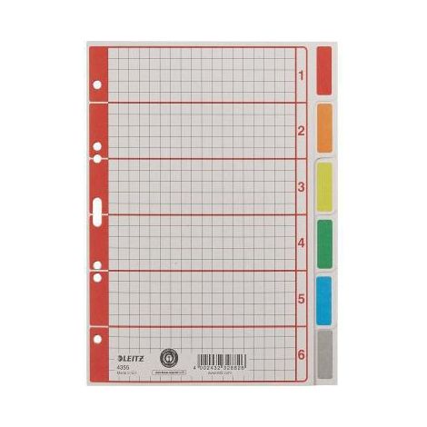 Ordnerregister DIN A5 blanko Karton recycelt grau 6 Registerbltter (1/4)