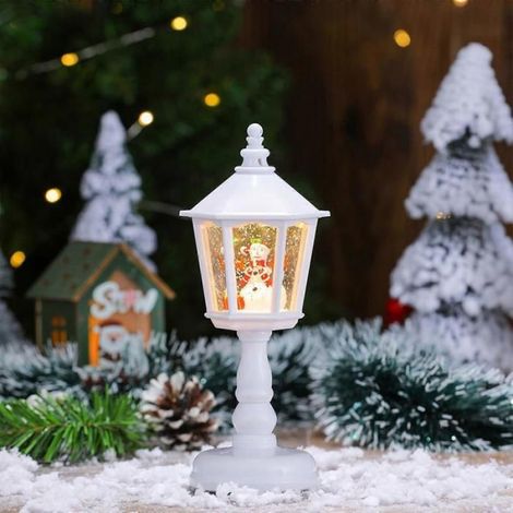 Décorations de Noël, lanterne boule à neige, boules à neige de Noël éclairées avec paillettes tourbillonnantes. (1/5)