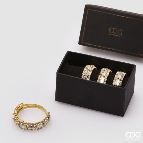 EDG Enzo De Gasperi Portatovaglioli Jewel Natale D 4,5 Cm H 1,3 Cm Set 4 Pz Gold
