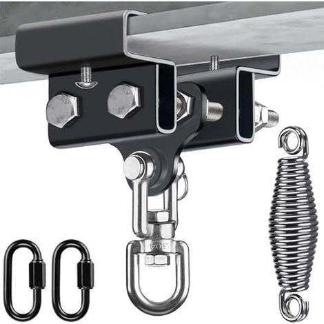 BeneLabel 9.4-17cm I Beam Crochets de Sac Frappe, Ensemble de Support de Montage Matériel de Suspension à Double Pince Crochet Pivotant 5mm Ressort pour l'entraînement Boxe Muay Thai, Jusqu’à 350lb (1/5)