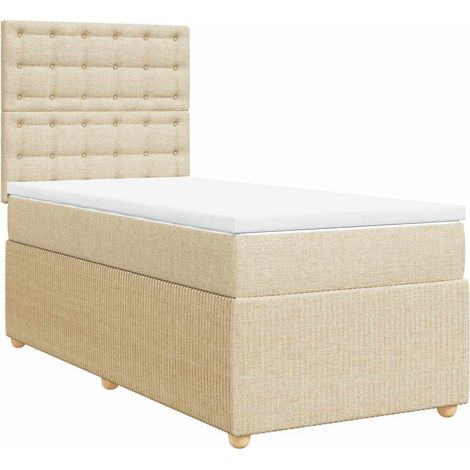 Maison Exclusive - Sommier à lattes de lit et matelas Crème 90x190 cm Tissu (1/5)