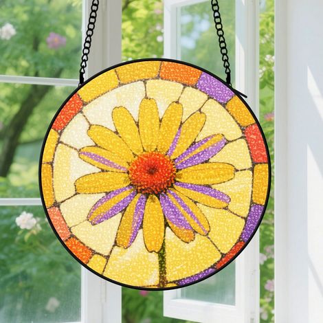 Suspension en vitrail, attrape-soleil élégant unique minimaliste, décoration porte fenêtre, cadeau Anniversaire pour femme, homme, maman, tante 12,5 cm (1/5)