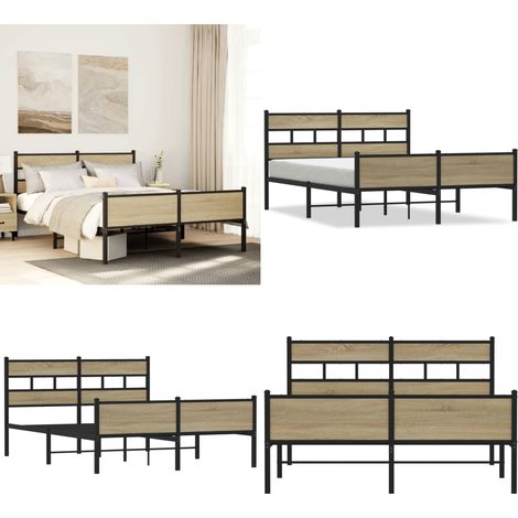 vidaXL Cadre de lit sans matelas chêne sonoma 140x190 cm (1/5)