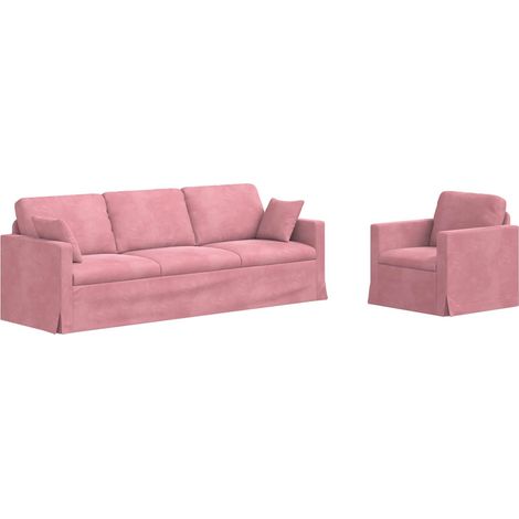 Ensemble de Canapés 2 pcs  Salon de jardin Rose 228 x 78 x 80 cm Velours (1/5)