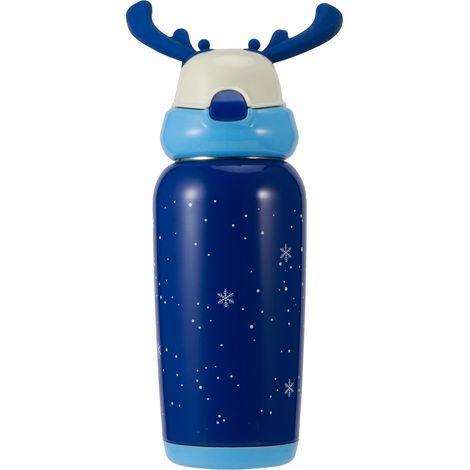 Gourde isotherme portable en acier inoxydable, mignonne et portable, avec paille, 500 ml, bleue, idéale pour les enfants. (1/5)