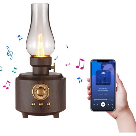 Vintage-Tischlampe mit wiederaufladbarem Bluetooth-Lautsprecher und flammenlosem LED-Nachtlicht (25 cm) (1/5)
