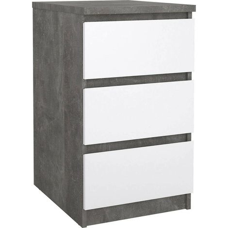 Dmora - Cassettiera Ameline, Settimino multiuso, Comò camera da letto, Mobile con cassetti, 50x40 h70 cm, Cemento e Bianco lucido