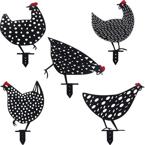5pcs Huhn Deko Handarbeit Gartenstatuen, Gartenfigur Acryl Huhn Deko Handarbeit Gartendeko Outdoor Garten Hinterhof Rasen, Familien-Souvenirgeschenke