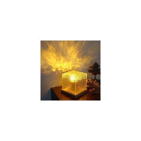 Projecteur de lumière à effet vague d'eau dynamique, projecteur de lumière à effet vagues océaniques, 3 couleurs, commande tactile, lampe de nuit en cristal alimentée par USB pour chambre, salon (1/4)