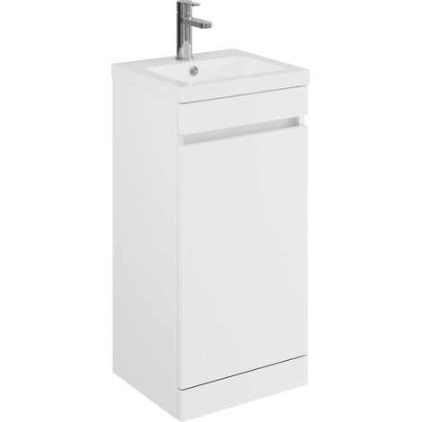 Balterley Tean 400mm Floor Standing 1 Door Compact Unit with Polymarble Basin - White