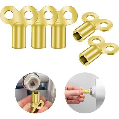 Lot de 5 Clé de purge radiateur, Alliage de zinc, Trou carré 5mm, Compact, Pour chauffage central (1/5)