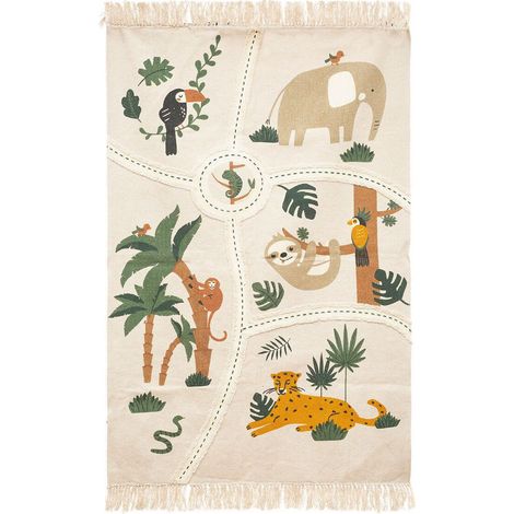Tapis Enfant "Carte Jungle" 100x150cm Multicolore