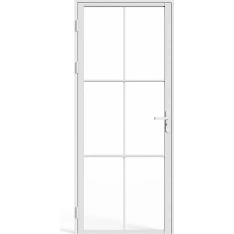 Blocco porta reversibile H204 x L83 cm in Alluminio e Vetro temperato Bianco - SEROTO (1/5)