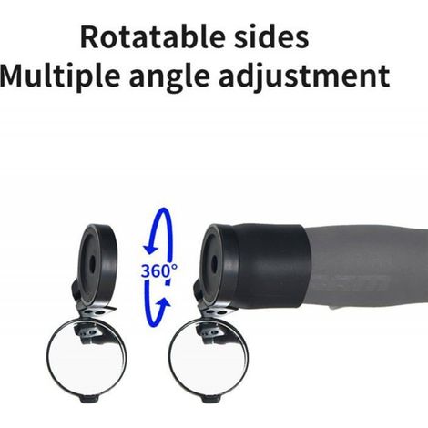 Rétroviseur Vélo - Miroir Convexe Pliable - Montage Extrémité Guidon - Rotation 360° - Diamètre Compatible 32-36 mm - 1 Pièce (1/5)