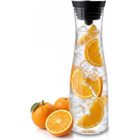 Carafe à eau avec couvercle - pichet en verre - 1500 ml - Idéale pour les jus de fruits - Verre transparent (1/4)