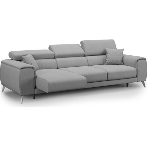 Fusion Sofá con asientos deslizantes en tela suave antimanchas 260 cm Gris
