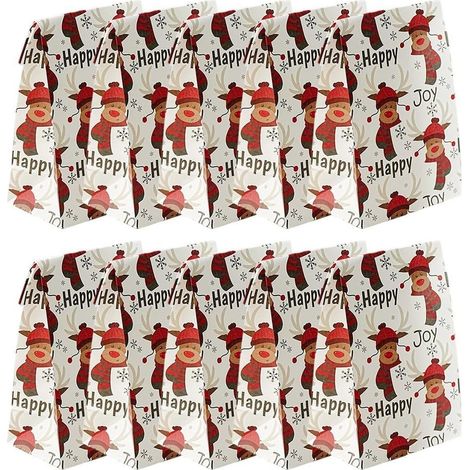 Weihnachtstüten, 10 Kraftpapiertüten, Geschenktüten für Weihnachten, Partyzubehör für die Schule, Gastgeschenke, weiß