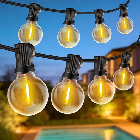Guirlande Lumineuse Exterieure 20M/30M - 30+2 Ampoules G40 Incassable,Plug&Play,Étanche,Guirlande Guinguette LED Connectable,pour Jardin Balcon Maison Mariage Fête Noël [Blanc Chaud] (1/5)