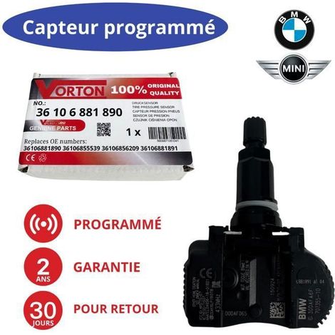 Sensore TPMS BMW/MINI 433MHz preprogrammato - Compatibile con X1 F48, X2 F39, X5 F15, X6 F16, M2/M3/M4, i3/i8
