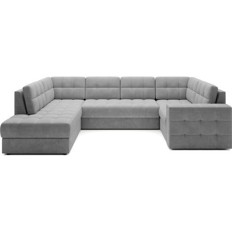 Canapé d'angle convertible MONTEZA gris gauche 299 cm avec coffre et couchage (1/5)