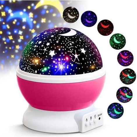Lampe De Projection - Rotation 360° - LED - Motif Étoile - Pour Chambre D Enfant - 1 Pièce (1/4)