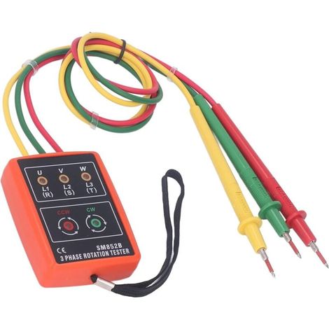Testeur de séquence triphasé, SM852B, indicateur de rotation de phase CA portable pour la détection de courant et de tension (1/4)