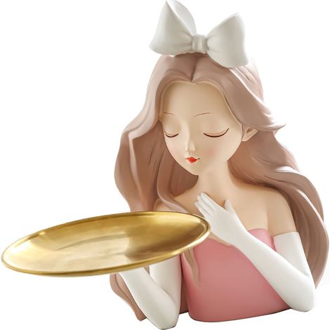 Plateau décoratif "Alice Nœud Papillon" pour clés, entrée, salon, meuble TV - Cadeau pendaison crémaillère, décoration nordique luxe, rangement chic, tendance Asie. (1/3)