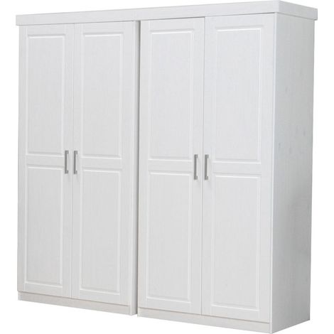 Ebuy24 – Armoire 4 portes blanche 190 cm – Hauteur 190 cm – Espace de rangement fonctionnel – Design élégant pour chambre ou hall d'entrée (1/5)
