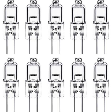 G4 Halogen Bulb, 12V 10W G4 Bulb, Warm White 3000K, 150LM, Dimmable, G4 Halogen Lamp, Transparent Capsule Lamp, Pack of 10