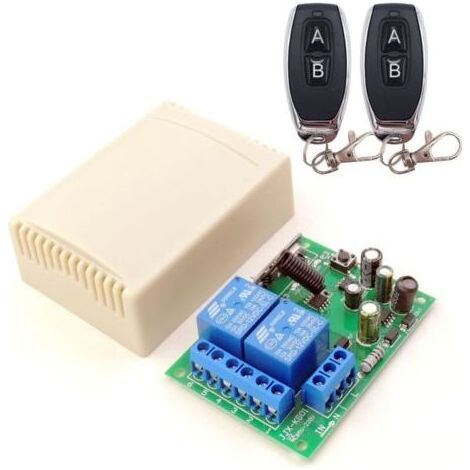 Récepteur Relais RF 433MHz AC 110-240V 2 canaux avec 2 télécommandes (1/4)