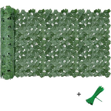 Sinbinta – Clôture artificielle en lierre 300x100cm – Écran de confidentialité durable – Feuilles d'érable foncé – Facile à entretenir