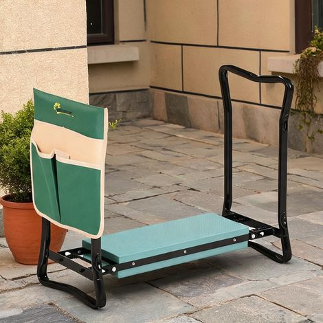 Tabouret de jardinage pliable en acier siège et support genoux (1/5)
