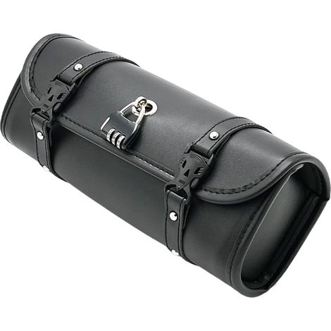 Sacoche de Guidon de Moto - Poche en Cuir synthétique Universelle - Organiseur Robuste et résistant aux intempéries - Système de Sangle de Montage Rapide pour Cruiser, Scooter, Dirt, vélo (1/5)