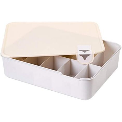 (Abricot) Rangement en plastique pour chaussures, sous-vêtements, chaussettes, housse d'étagère empilable, housse de boîte de rangement multifonctionnelle (1/4)