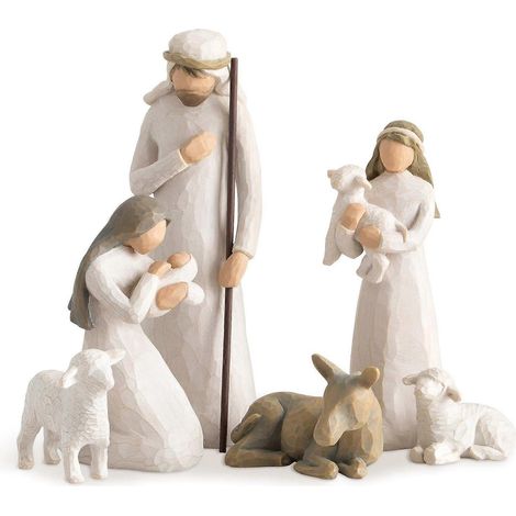 Ensemble de 6 figurines de la Nativité sculptées et peintes à la main Willow Tree Nacry( )