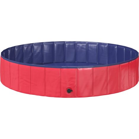 Piscine de nage pliable pour chien Rouge et bleu Ø 160 x 30 cm