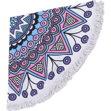 Serviette de Plage Extra Large Rond Doux et Épais en Microfibre Absorbante pour Voyage et Piscine Type B