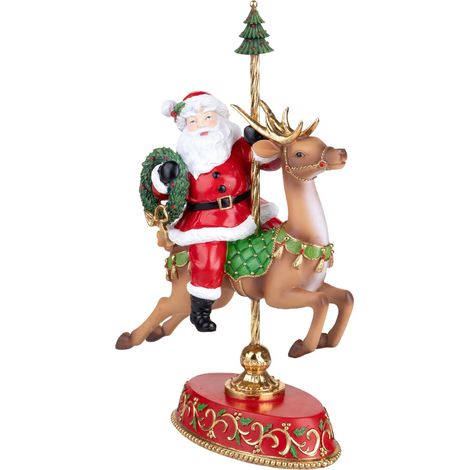 Statuetta di Babbo Natale con Renna, color rosso e verde, da 45.5 cm (1/4)