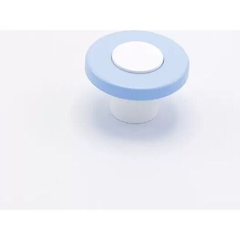 Pomolo tondo di colore blu in goffrato fine incastonato su base bianca 40x25mm - 414H Wheel