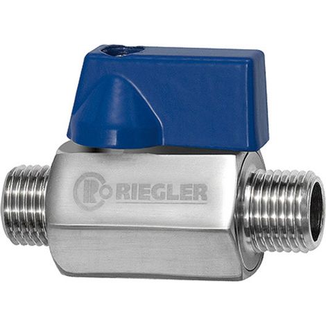 Riegler Mini-Kugelhahn, Edelstahl 1.4401, AG/AG, G 1/4, DN 8 (1/3)