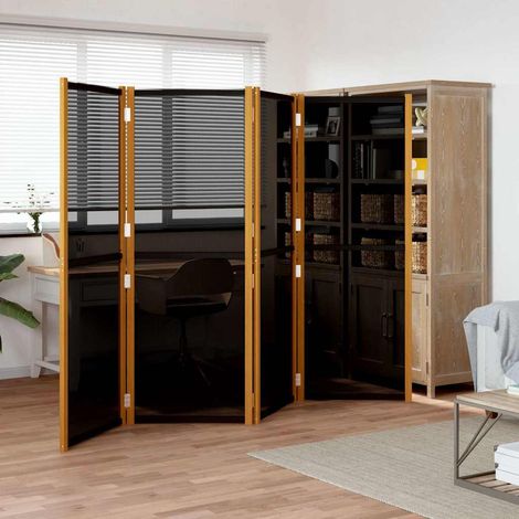 Cloison de séparation 4 panneaux-Paravent-Séparateur de pièce Noir 280x180 cm (1/5)