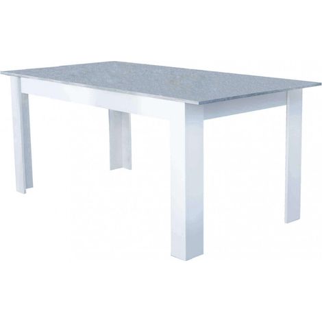 Tavolo Allungabile Gemma 160/200x90x75 h cm in Truciolare bilaminato Bianco e Grigio effetto Cemento (1/4)
