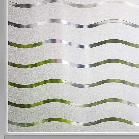 Milchglas-Fensterfolie bietet Privatsphäre, Anti-UV, statische Haftfolie, nicht klebende Dekoration, Fensteraufkleber, Wellenmuster, Fensterfolie für Zuhause und Büro, 60 x 200 cm (1/5)