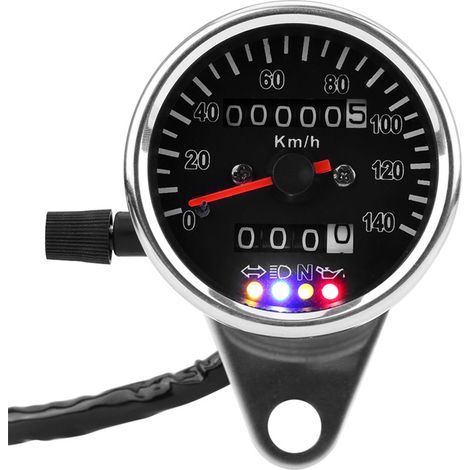 Compteur de vitesse mécanique de moto personnalisé Cafe Racer avec indicateur LED, odomètre 140 km/h
